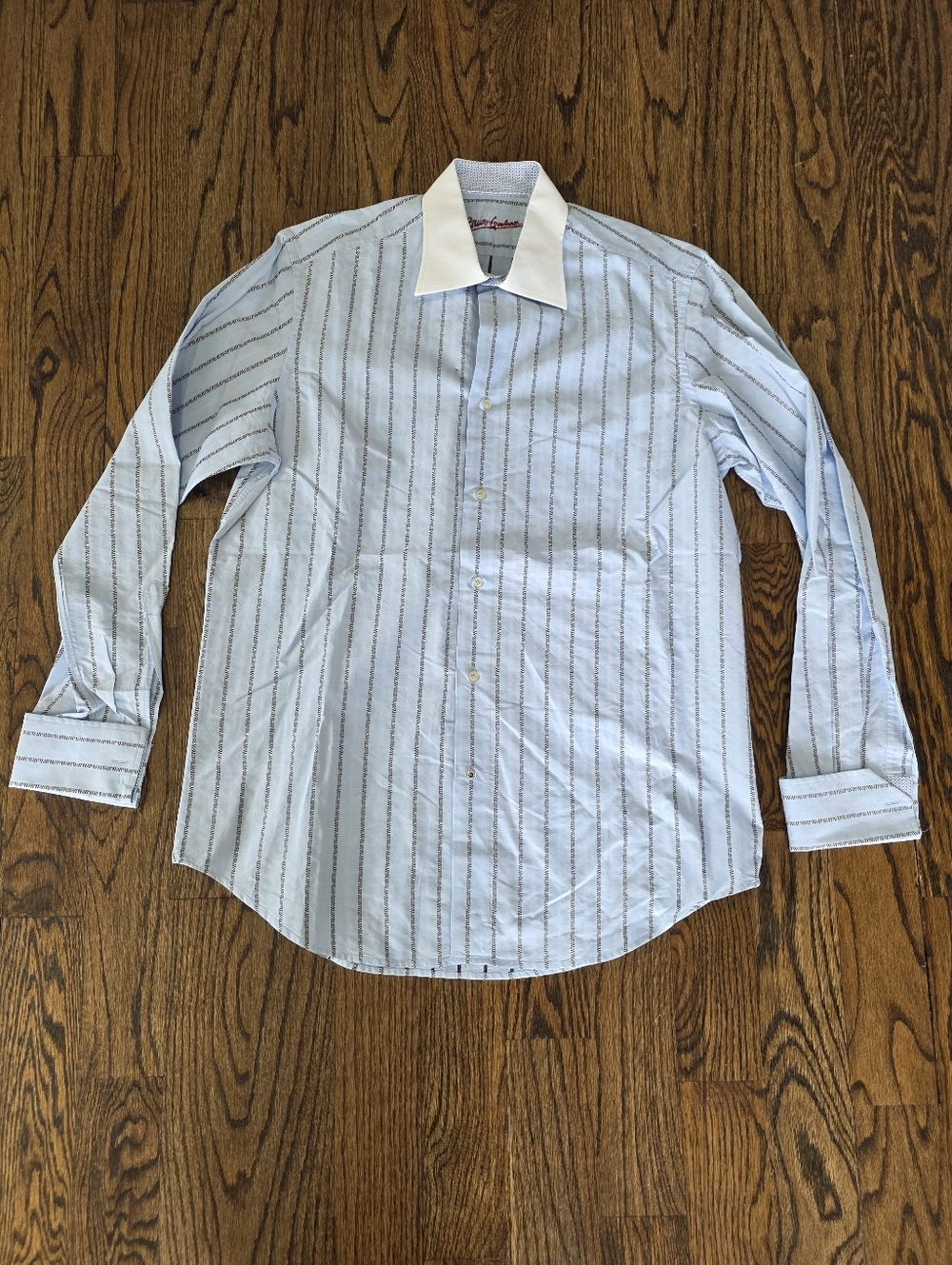 Robert Graham Blue Striped Long Sleeve Dress Shirt Size 42 / 16.5 - Picture 2 of 9
